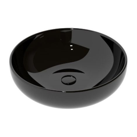 Lavabo a Bacinella - Diametro 45 cm - Ceramica Colore Nero Lucido - Da Appoggio - Interamente Smaltato (1/3)