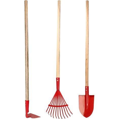Lot de 3 outils de jardinage composés d'un râteau, d'une bêche, d'un crochet, d'un jouet pour enfants.-NANOTEH (1/5)