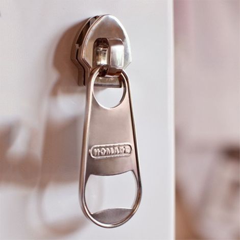 Ouvre-bouteille en forme de fermeture éclair, en alliage de zinc brillant et unique, avec autocollant pour réfrigérateur. (1/5)