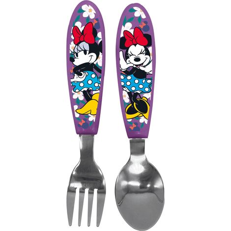 TATAWAY Disney Minnie Mouse Set 2 Posate in Metallo per Bambini Cucchiaio (1/2)