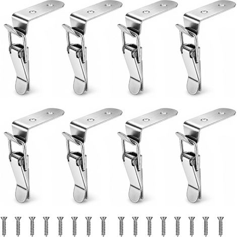 8PCS Fermeture à Levier à Pression, Loquet à Bascule en Acier Inoxydable pour Boîte Coffret Armoire et Valise, Fermoir Tension Réglable avec Vis pour Fixation Rapide et Sécurisée (1/5)