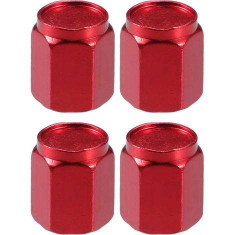 4pcs Red Valve Caps for Car Tyres  Aluminium alloy, dimensions 13.6 x 12 x 10.6 mm, suitable for SUV, truck, bicycle, motorcycle, leak and dust protection (1/5)