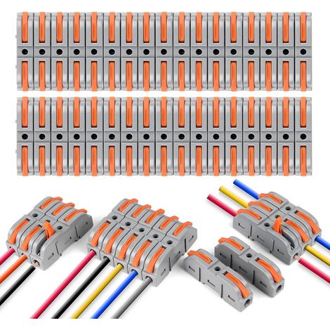 34PCS Connecteurs Électriques Rapide avec Levier Domino Electrique, Bornes de Connexion, 1-Fil 2-Entrées et Peut être Librement Combiné, domino electrique PA/PC Ignifuge (1/5)