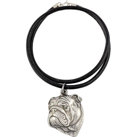 Bulldog inglese, Bulldog IV - collana con ciondolo placcato in argento per amanti dei cani, gioiello unico di Art-Dog (1/5)