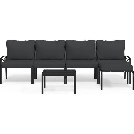 Maison Exclusive - Set Salotto da Giardino 6pz con Cuscini Grigi in Acciaio (1/5)