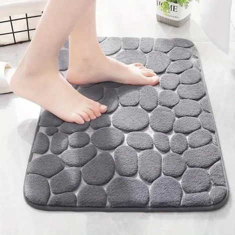 Rutschfeste Badematte – waschbare und saugfähige Badematte – sichere und komfortable Matte für Bad und Schlafzimmer – grau