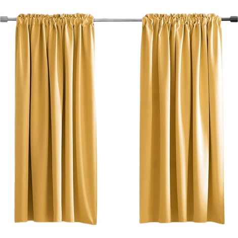 Ensemble de 2 rideaux MR2 rouges à œillets en fausse soie, lot de deux (2) panneaux semi-transparents unis 55 po L x 84 po H (chacun)