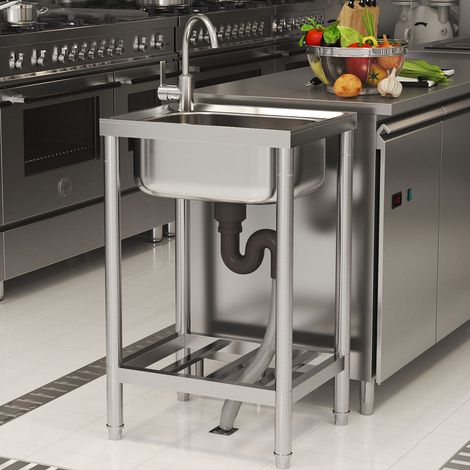 Free Standing Stainless Steel Commercial Sink with Shelf (1/5)