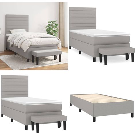 Boxspringbett mit Matratze Hellgrau 90x200 cm Stoff - Boxspringbett - Doppelbett - Schlafraumgestaltung - Bettenausstattung - Hellgraues Bett - Home & Living (1/5)