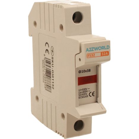 Portafusibile Modulare AC D10X38mm 32A AC 500V IP20 IEC60269 FS32, Disponibili 1P 1M, 2P 2M, 4P 4M (1P)