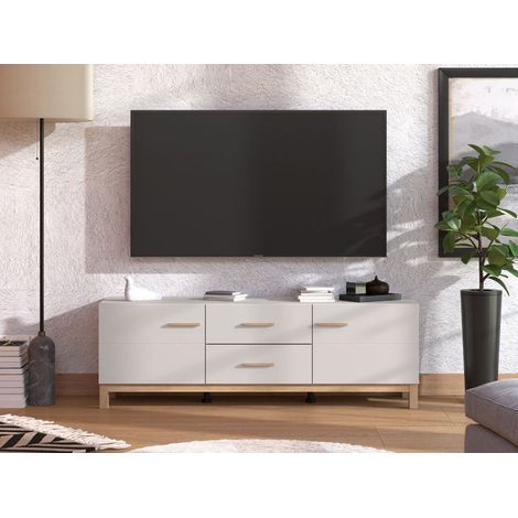 Mobile Porta tv Paduli, 2 Cassetti, un Ripiano, 2 Ante, 154x41.5x50.5h cm Beige (1/5)