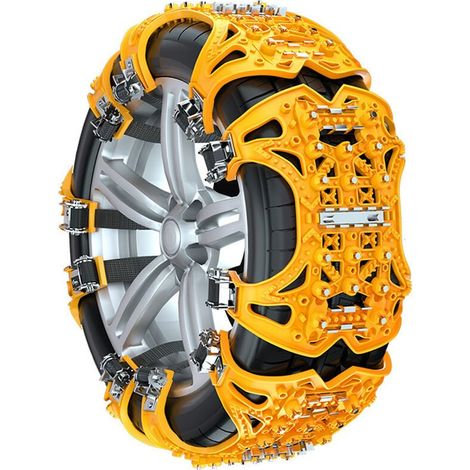 Cadena de nieve universal, antideslizante y resistente al desgaste, con fijaciones para autos compactos, camiones y SUV, accesorios para neumáticos de invierno, color amarillo.