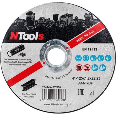 Disque pour découper l'acier et métal - 125x1,2x22,23 - Adapte sur meuleuse - APP