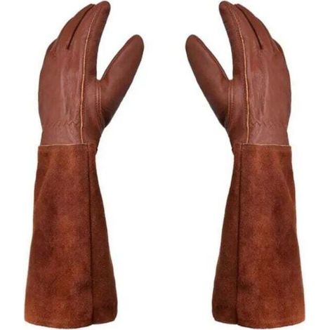 Gants de Jardinage Cuir Protection Épines Ronces Unisexes Travail Marron Taille M (1/4)
