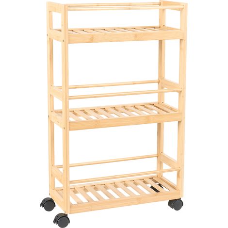 Carrito de baño de bambú diseño de 3 niveles marrón claro Quintay