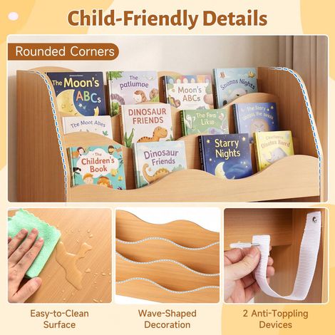 Kids Wooden Storage Organizer with Rolling Drawers (1/5)