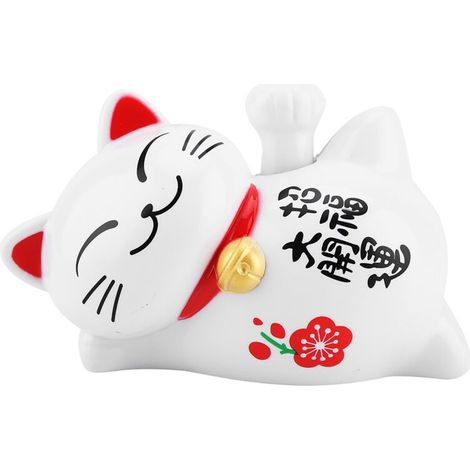 Solar Powered Adorable Lazy Lying Waving Beckoning Fortune Lucky Cat Car Accessories(1) (1/5)
