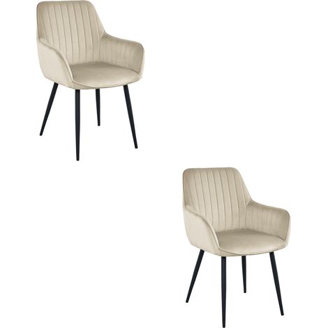 Set di 2 sedie Solden in velluto beige e gambe nere (1/5)