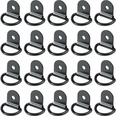 20 pièces Anneaux D'arrimage,Anneaux d'arrimage,Anneau Arrimage INOX,remorque d'anneau Montage d, Anneau d arrimage Rond pour Pliable avec Verrouillage de Charge dans Les Voitures(36 x 25 mm, Noir) (1/4)