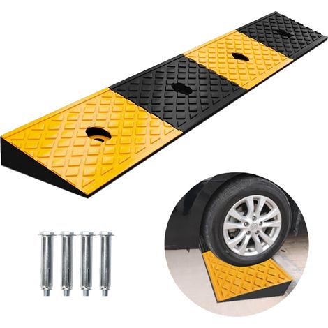 Rampe Voiture en Caoutchouc, Rampes de Trottoir avec 4 Boulons Rampes de Seuil pour Voiture, Camion, Moto, Fauteuil Roulant, 100 x 15 x 5 cm (1/5)