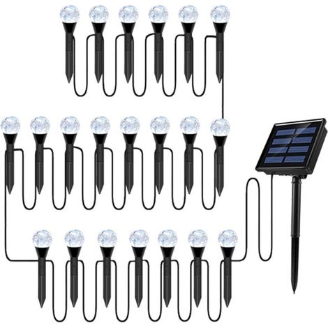 1 Guirlande solaire, 20 LED jaunes, 6,75 m, 8 modes, IP55, pour jardin/terrasse/balcon (1/5)