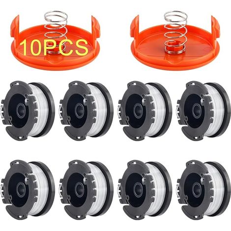Adecuado para cortacéspedes Black & Decker y para bobinas AF-100/AF-100-BKP (8 bobinas, 2 tapas para bobinas). (1/5)
