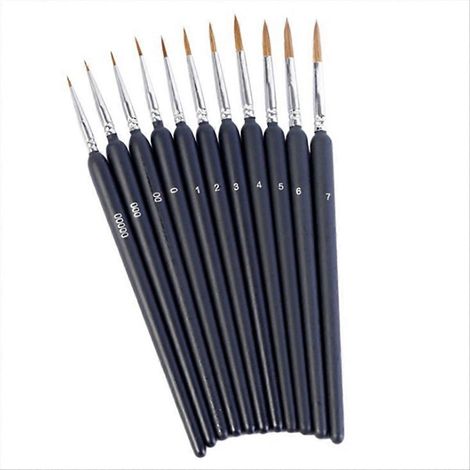 Ensemble de 11 pinceaux miniatures pour la peinture artistique, idéal pour les détails. (1/5)