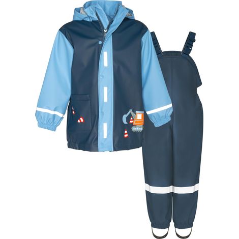 Playshoes Regen-Set Regenlatzhose - Tuta antipioggia, 140 (confezione da 2) unisex per bambini, Cantiere, 140 cm (1/5)