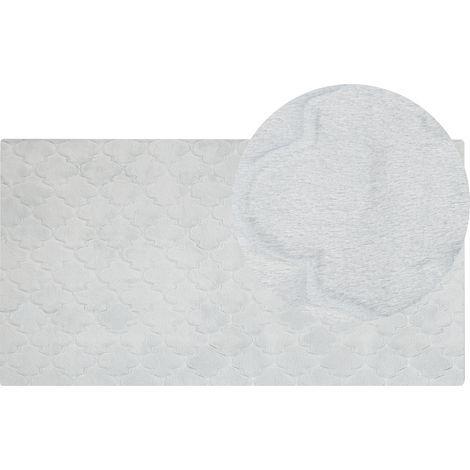 Alfombra gris claro 80 x 150 cm poliéster piel sintética conejo reja pelo largo Gharo (1/5)