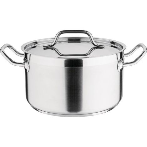 Braisière inox avec couvercle 24 cm - 240 x 240 x 186 mm - NISBETS ESSENTIALS (1/5)