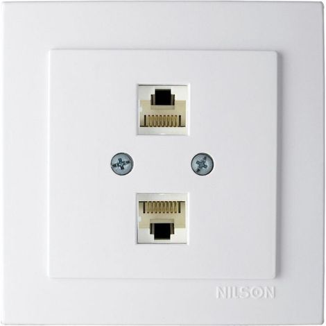 Toma de Red 2 RJ45 CAT 6 Empotrar  Marco Incluido Serie Nilson (1/3)