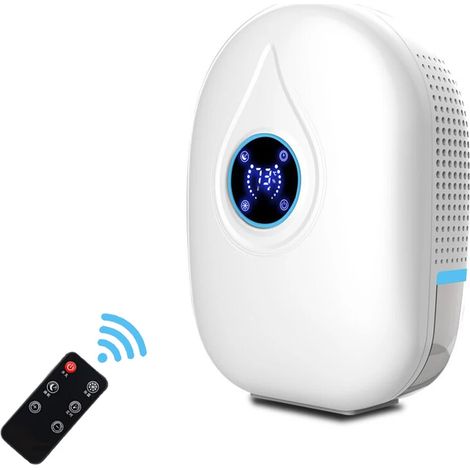 (Bleu) Déshumidificateur électrique avec télécommande et réservoir d'eau de 500 ml, convient à la maison et au bureau. (1/5)