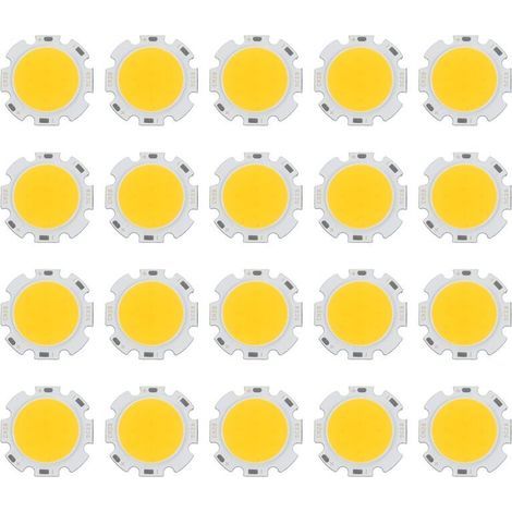 20X 5 W Lumiere de Puce Ronde Lumiere COB Ultra Brillant LED Lumiere de Puce LED Ampoule de Puce - Chaud Blanc DC15-17V (1/5)