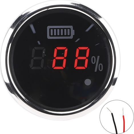 Jauge numérique 52mm 2in pour batteries 12V, étanche antibuée avec alarme intelligente pour bateaux, véhicules électriques et navires (cadran noir) (1/5)