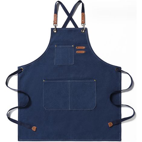 Tablier De Cuisine En Toile Croisé Dos - 27 X 30 Pouces - Poche Renforcée Avec Rivets Métalliques - Bretelles Réglables Et Détachables - Unisexe (1/5)