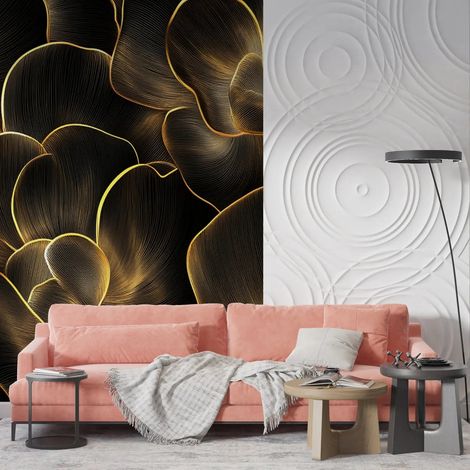 Papier Peint Feuillage - Nuance Dorée - 150 x 250 cm (1/2)