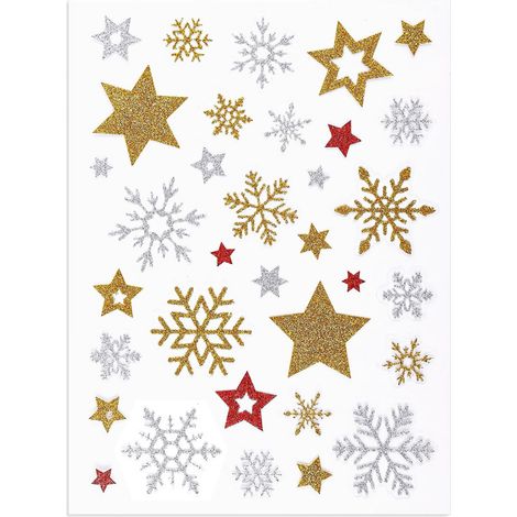 Ce lot comprend 272 autocollants de Noël répartis sur 8 feuilles, avec des étoiles pailletées, des étoiles dorées, des flocons de neige et des autocollants de Noël en 3D, parfaits pour les calendriers (1/5)