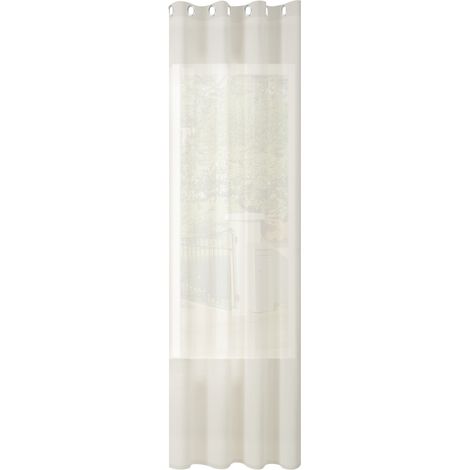 WOLTU 1er Gardinen Leinenoptik Vorhänge Halbtransparent Gardine mit Ösen für Schlafzimmer Wohnzimmer 135x225 cm Creme