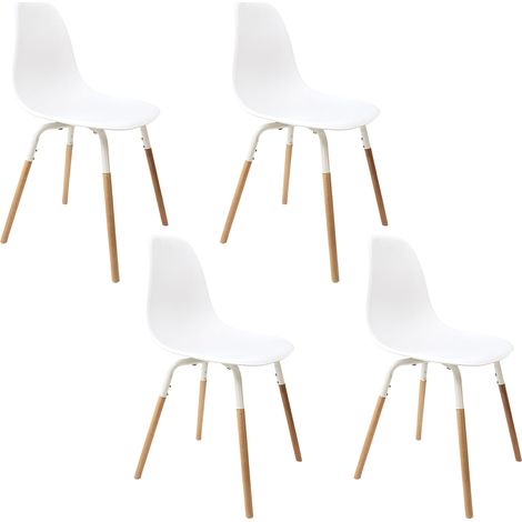 Lot de 4 Chaises - HOME DECO FACTORY - Phenix - Design Scandinave - Blanches (1/8)