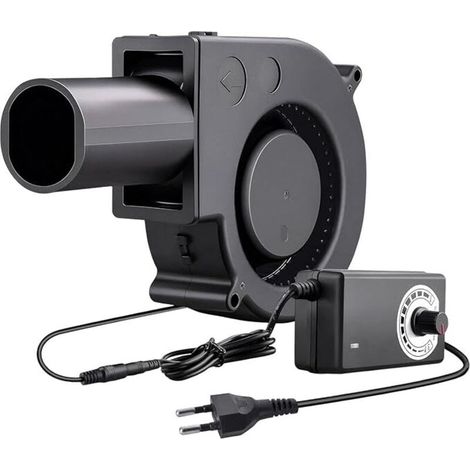 Ventilateur Turbine 12V, Ventilateur Radial Réglable avec Variateur de Vitesse et Sortie d'air, pour Cheminées, Pique Niques, Camping, Barbecues, Climatisation et Ventilation (1/4)