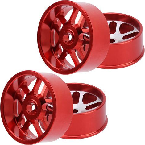 4pcs jeu de moyeux de roue en alliage d'aluminium pour voiture télécommandée WLtoys K969 1/28 rouge (1/5)