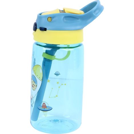 Gobelet isotherme portable pour enfants, bleu clair, 480 ml, avec paille intégrée, idéal pour l'école et les voyages. (1/5)