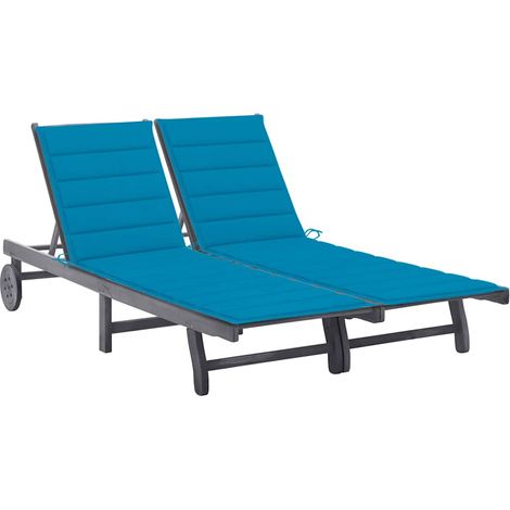 vidaXL Tumbona de jardín 2 personas y cojines madera maciza de acacia (1/5)