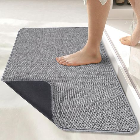 Tapis de bain, tapis de bain ultra-fin, tapis de bain antidérapant, séchage rapide, lavable en machine, gris, 80120 cm