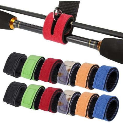 12Pcs Sangles pour Cannes à Pêche, Sangles Ajustables pour Fixer les Cannes à Pêche, Attaches pour Câbles, Accessoire pour Cannes à Pêche, Sangle de Sécurité Réutilisables pour Cannes à Pêche (30cm) (1/5)