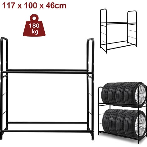 Jiubiaz Reifenregal für bis zu 8 Reifen, 180 kg Tragkraft, 3-fach höhenverstellbar, für Reifenbreiten bis 240 mm, mit Schutzhülle und Schraubensatz (1/5)