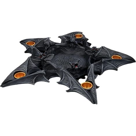JSSEVN - Halloween-Kerzenhalter in Fledermausform aus Kunstharz, gotische Kunstharz-Dekoration, handgefertigte Geschenke, kreativer Kerzenorganizer, Kerzenhalter (1/5)