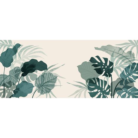 Papier peint panoramique - Feuilles Tropicales - 195 cm x 82 cm (1/2)