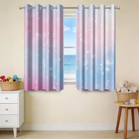 107x160cm Pastel Kids Rideaux d'obscurisation pour pépinière Rose Bleu Scintillant lumière d'étoile Chambre assombrissement Rideaux de fenêtre Isolation Thermique 2 Panneaux - 107L X 160H cm (2 Pannea (1/5)