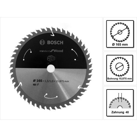 Bosch PRO Wood cordless Kreissägeblatt, 165 x 1,5 x 15,875 mm, T48